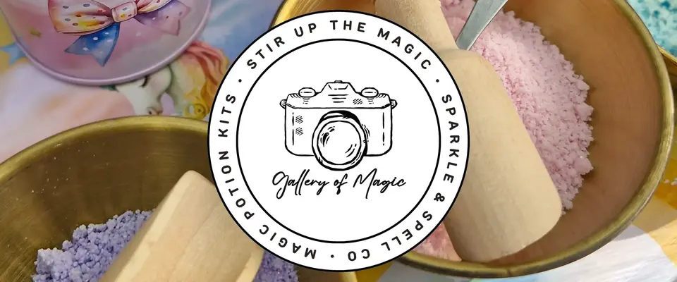 Sparkle & Spell Co. Gallery of Magic – colourful potion ingredients, pastel salts, and handmade sensory play products for kids NZ.