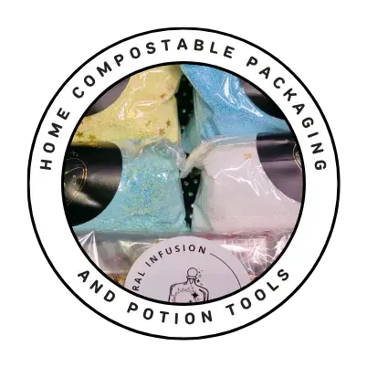Eco-friendly compostable packaging and potion tools for Sparkle & Spell Co. magic potion kits.