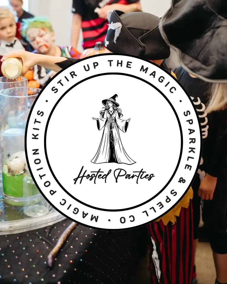 Glenda Goodspell the Good Witch hosting a magic potion party in Auckland – children mixing colourful potions and having fun | Sparkle & Spell Co.
