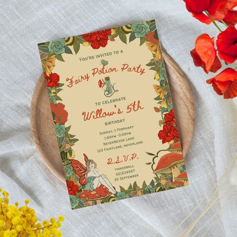 Fairy Potion Party Birthday Invitation Template - Digital Download
